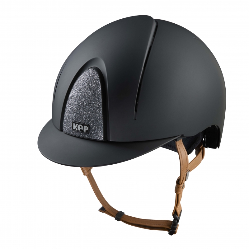 Casque d’équitation Smart Nova / Textile Noir / Sangle Beige / Star Argent