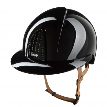 Casque d’équitation Smart Nova / Polish Noir / Sangle Beige / Visière Polo