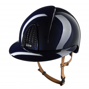 Casque d’équitation Smart Nova / Polish Bleu / Sangle Beige / Visière Polo