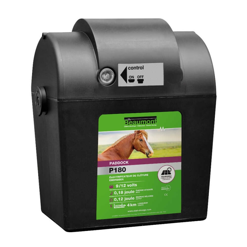 Poste à pile BEAUMONT - Paddock P180 + panneau solaire 2,5 W
