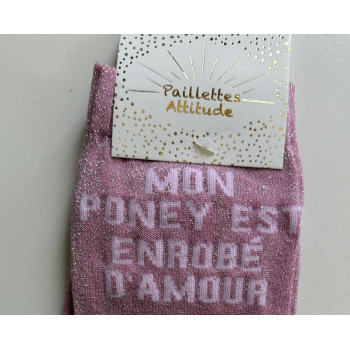 Chaussette pailletée équitation 36-41 MON PONEY EST ENROBÉ D’AMOUR