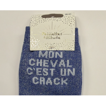 Chaussette pailletée équitation 36-41 MON CHEVAL C’EST UN CRACK