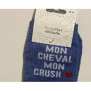 chaussette pailletée équitation 36-41 MON CHEVAL MON CRUSH ❤️