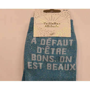 Chaussette pailletée équitation 36-41 À DÉFAUT D’ÊTRE BONS, ON EST BEAUX