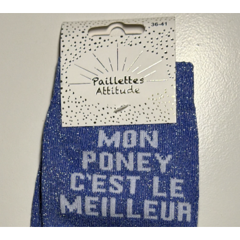 Chaussette pailletée équitation 36-41 MON PONEY C’EST LE MEILLEUR