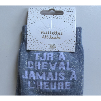 Chaussette pailletée équitation 36-41 TJR À CHEVAL JAMAIS À L’HEURE