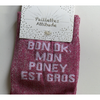 Chaussette pailletée équitation 36-41 BON OK, MON PONEY EST GROS