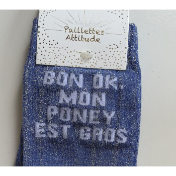 Chaussette pailletée équitation 36-41 BON OK, MON PONEY EST GROS