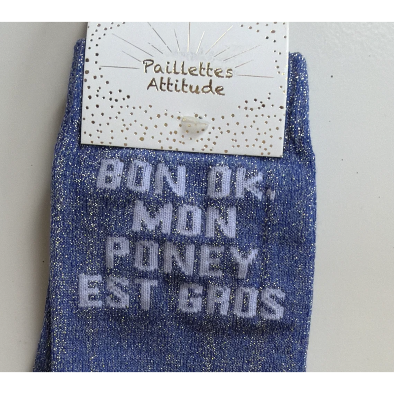 Chaussette pailletée équitation 36-41 BON OK, MON PONEY EST GROS