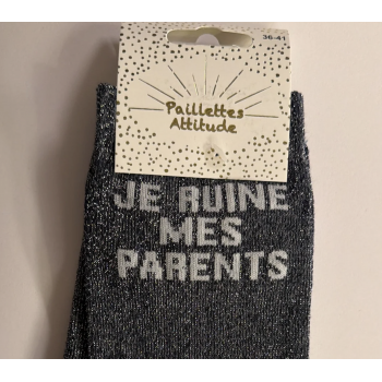 Chaussette pailletée équitation 36-41 JE RUINE MES PARENTS