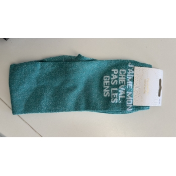 Chaussette pailletée équitation 36-41 J’AIME MON CHEVAL, PAS LES GENS