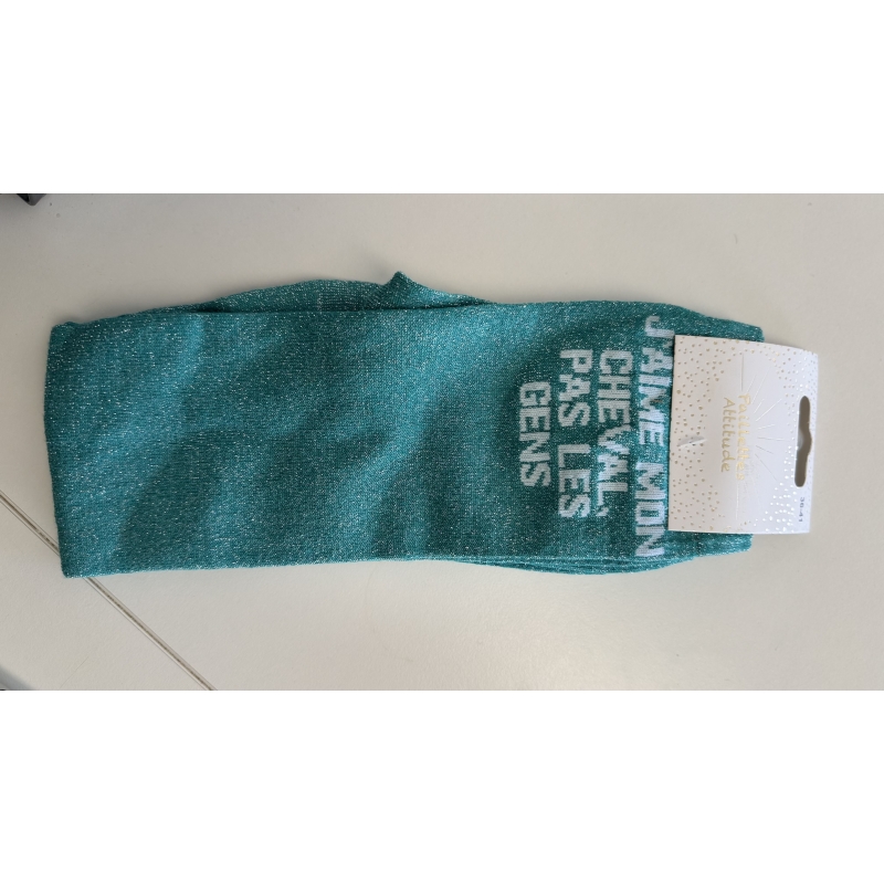 Chaussette pailletée équitation 36-41 J’AIME MON CHEVAL, PAS LES GENS
