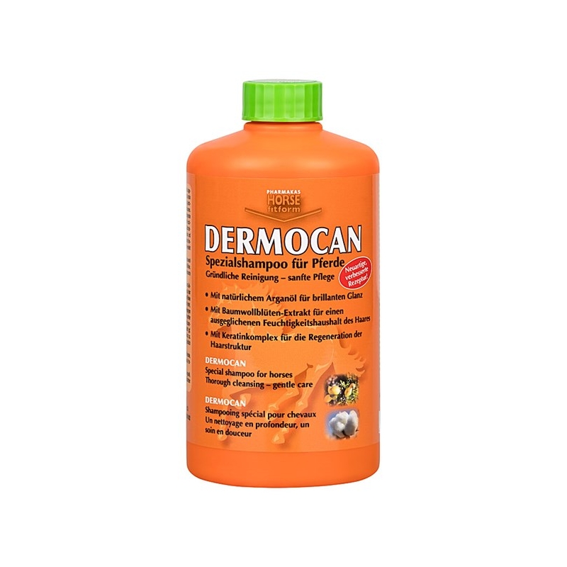 DERMOCAN SHAMPOO 500 ML Myhorsely I L'équipement des chevaux et du cavalier. Magasin en ligne d'équitation dédié au cavalier