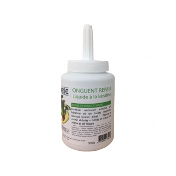 Onguent repair liquide à base d’huiles végétales et enrichi à la kératine – Risques de seime et fissures